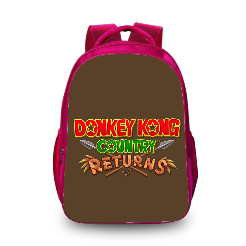 16"Donkey Kong Backpack School Bag Red