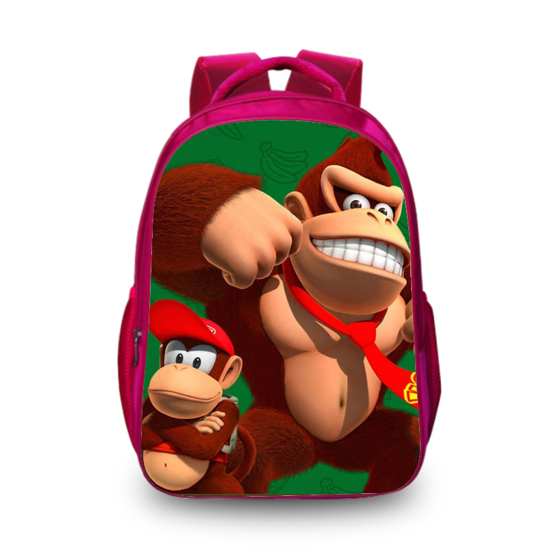 16"Donkey Kong Backpack School Bag Red