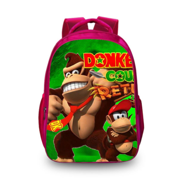 16"Donkey Kong Backpack School Bag Red