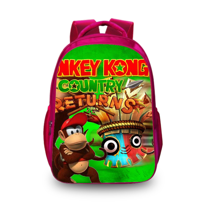 16"Donkey Kong Backpack School Bag Red