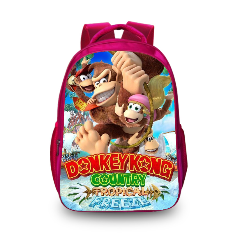16"Donkey Kong Backpack School Bag Red