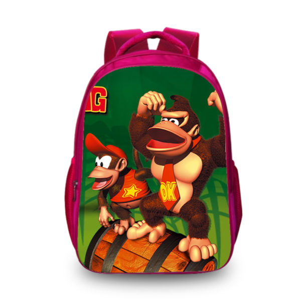 16"Donkey Kong Backpack School Bag Red