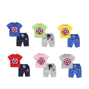 Captain America Short Sleeve T-Shirts+Short for Children