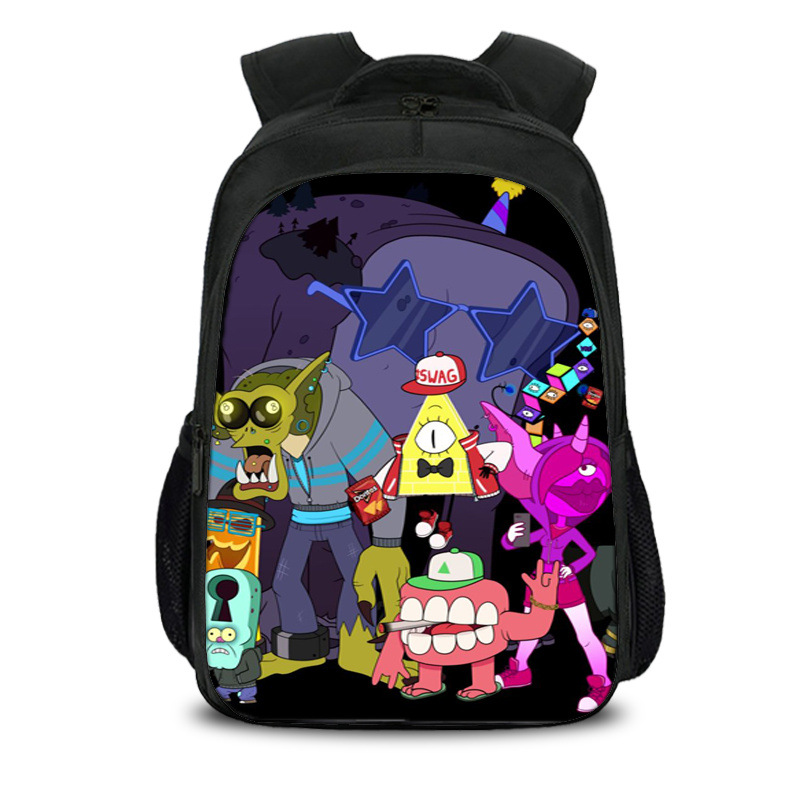 16″Gravity Falls Backpack School Bag Black | giftcartoon