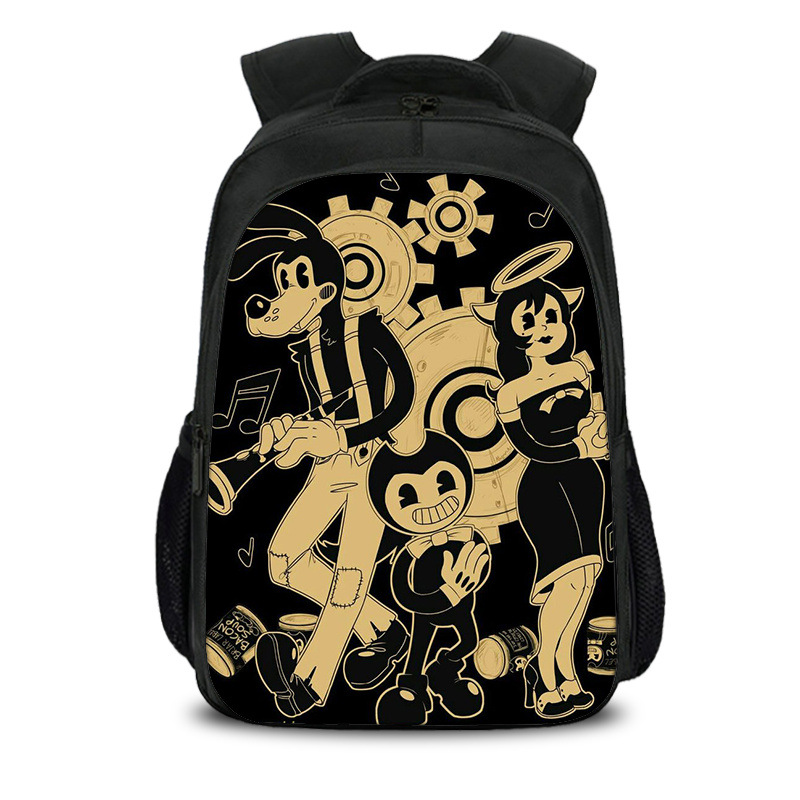 16‘’Bendy The Ink Machine Backpack School Bag Black - Image 15
