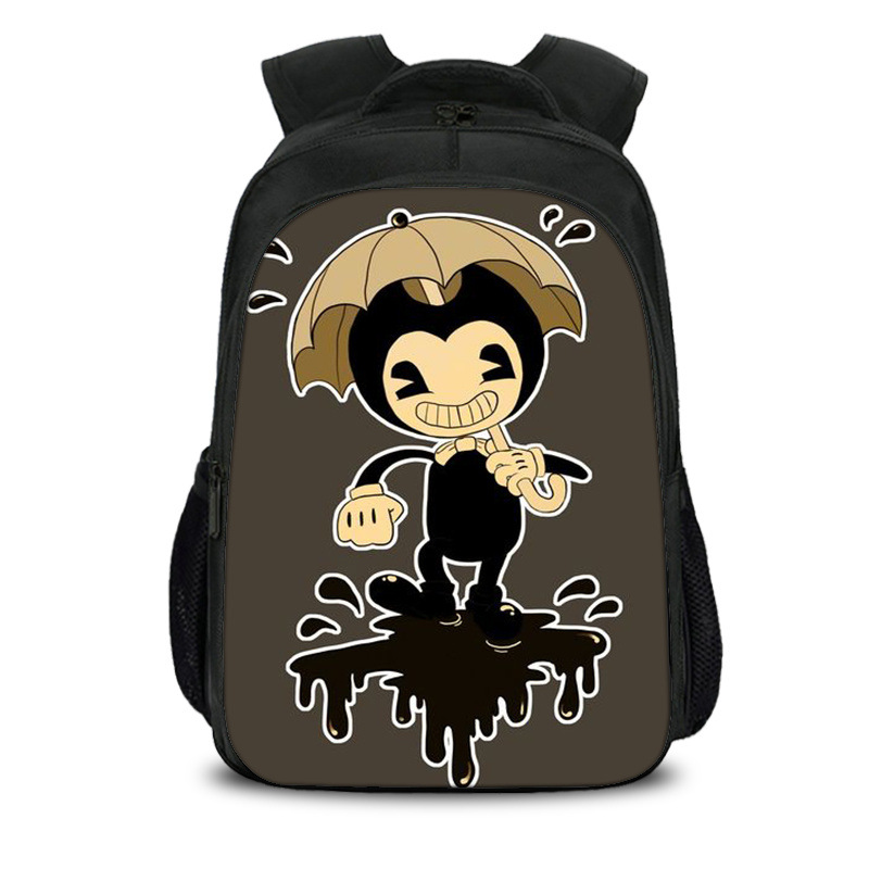 16‘’Bendy The Ink Machine Backpack School Bag Black - Image 13