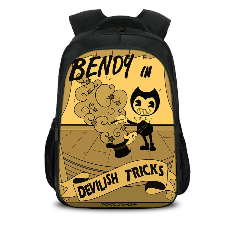 16‘’Bendy The Ink Machine Backpack School Bag Black - Image 12