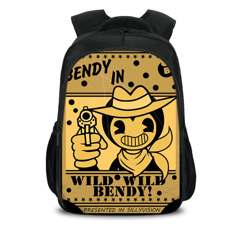 16‘’Bendy The Ink Machine Backpack School Bag Black - Image 5