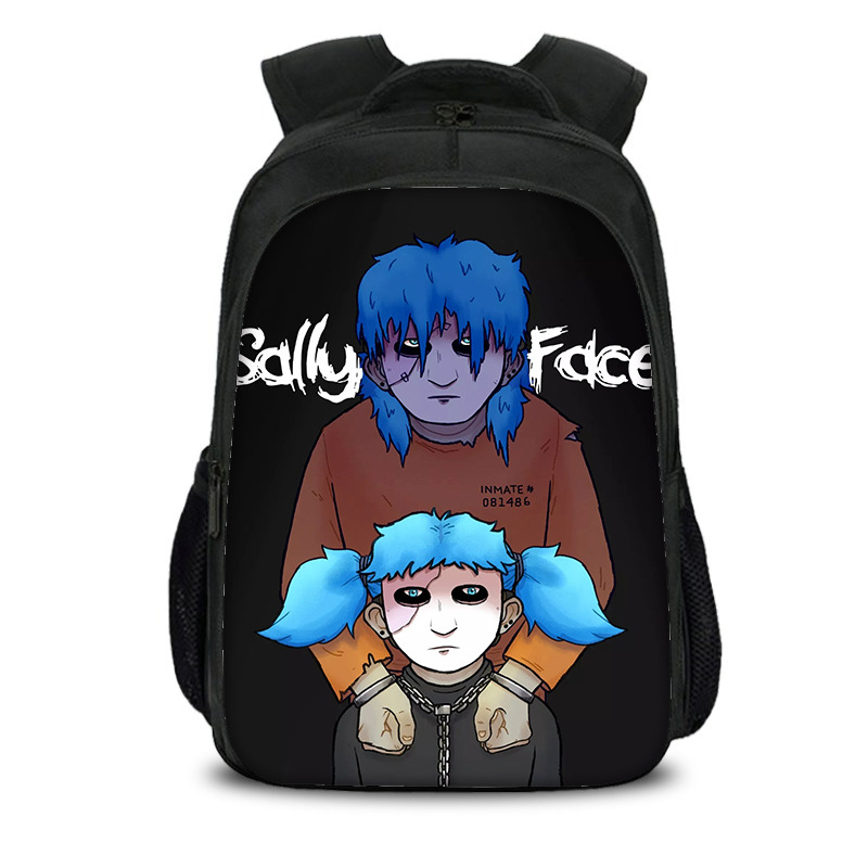 16‘’Sally Face Backpack School Bag Black - Image 5