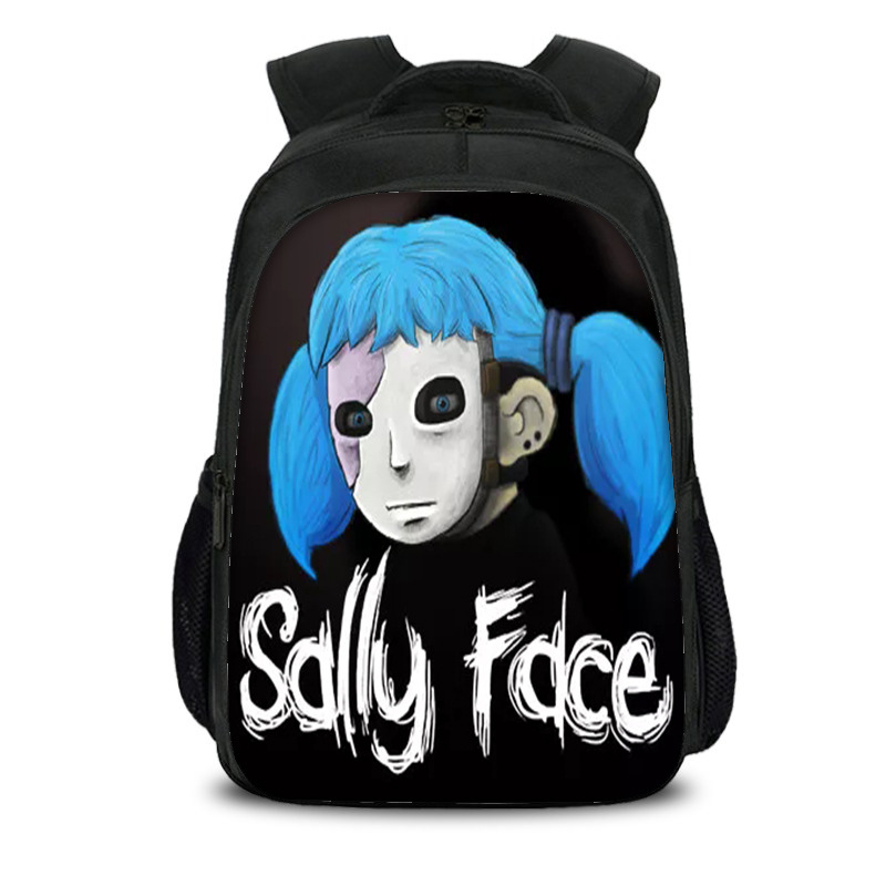 16‘’Sally Face Backpack School Bag Black - Image 11