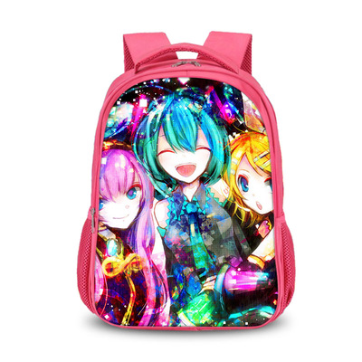Hatsune Miku double-layer backpack personalized school bag Pink - Image 3