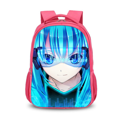 Hatsune Miku double-layer backpack personalized school bag Pink - Image 6