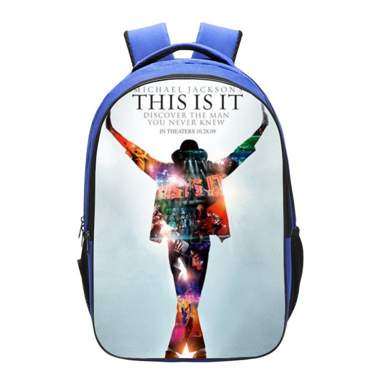 Michael Jackson Backpack School Bag Blue - Image 3