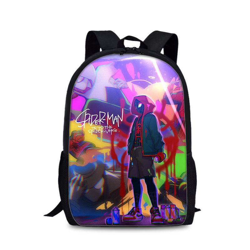 18"Spider-Man: Into the Spider-Verse Backpack School Bag Black - Image 6