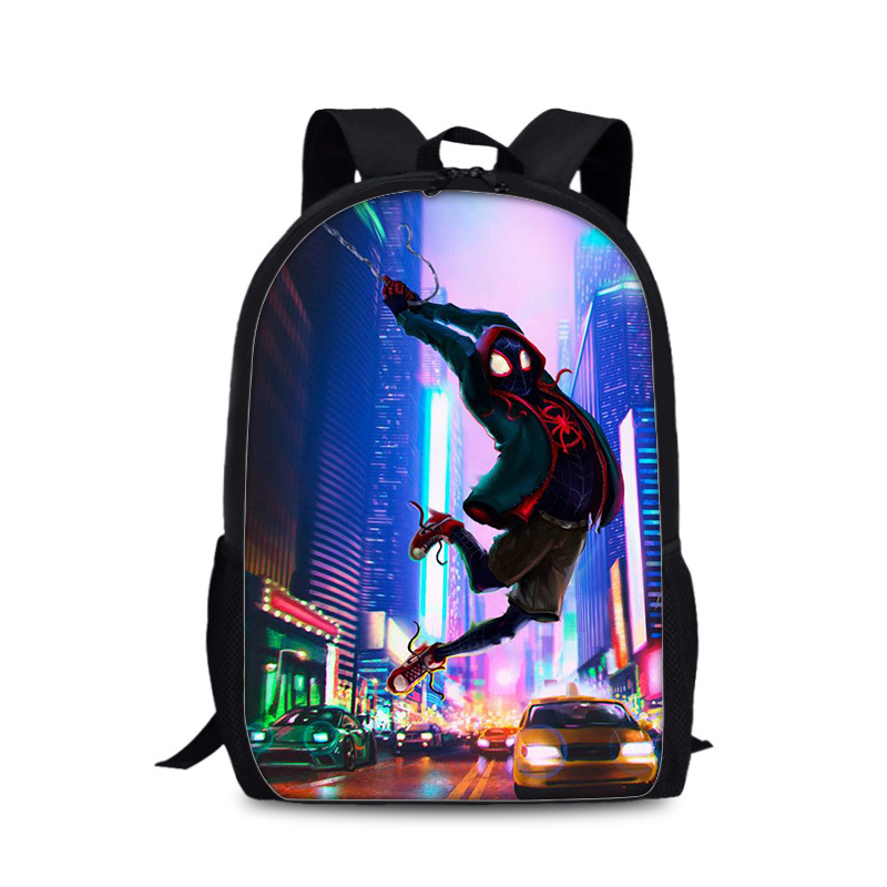 18"Spider-Man: Into the Spider-Verse Backpack School Bag Black - Image 7