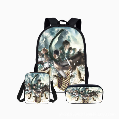 18″Attack On Titan Backpack School Bag+Messenger Bag+Pencil Bag - Image 7