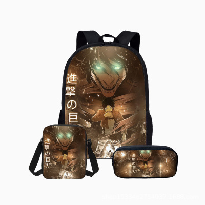 18″Attack On Titan Backpack School Bag+Messenger Bag+Pencil Bag - Image 3