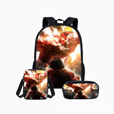 18″Attack On Titan Backpack School Bag+Messenger Bag+Pencil Bag - Image 2