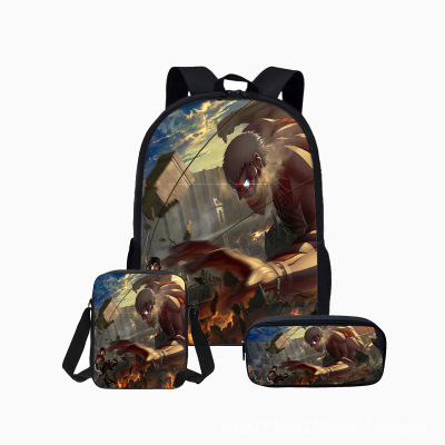 18″Attack On Titan Backpack School Bag+Messenger Bag+Pencil Bag - Image 20
