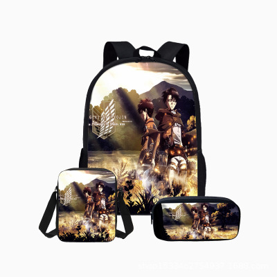 18″Attack On Titan Backpack School Bag+Messenger Bag+Pencil Bag - Image 19