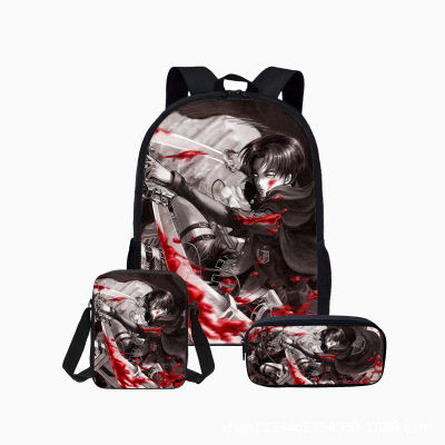 18″Attack On Titan Backpack School Bag+Messenger Bag+Pencil Bag - Image 16