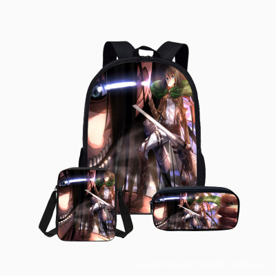 18″Attack On Titan Backpack School Bag+Messenger Bag+Pencil Bag - Image 17