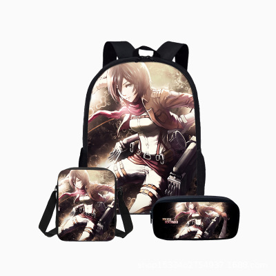 18″Attack On Titan Backpack School Bag+Messenger Bag+Pencil Bag - Image 15