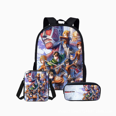 18″Attack On Titan Backpack School Bag+Messenger Bag+Pencil Bag - Image 14