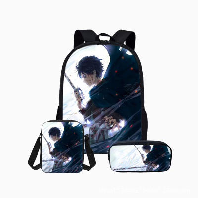 18″Attack On Titan Backpack School Bag+Messenger Bag+Pencil Bag - Image 13