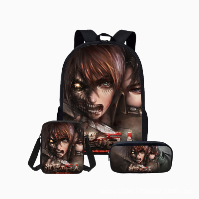 18″Attack On Titan Backpack School Bag+Messenger Bag+Pencil Bag - Image 12