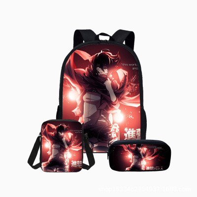 18″Attack On Titan Backpack School Bag+Messenger Bag+Pencil Bag - Image 10