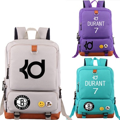 Brooklyn Nets Kevin Durant Canvas Backpack Shoulder School Bag