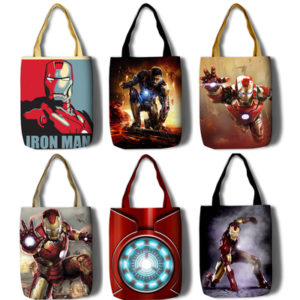 Iron Man Canvas Grocery Bag Shopping Bag Reusable Large Shopping Canvas Bags Natural White Cloth Shoulder Bags Canvas Tote Bag Perfect for Crafting Decorating