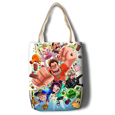 Ralph Breaks the Internet Canvas Grocery Bag Shopping Bag Reusable Large Shopping Canvas Bags Natural White Cloth Shoulder Bags Canvas Tote Bag Perfect for Crafting Decorating - Image 15