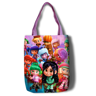 Ralph Breaks the Internet Canvas Grocery Bag Shopping Bag Reusable Large Shopping Canvas Bags Natural White Cloth Shoulder Bags Canvas Tote Bag Perfect for Crafting Decorating - Image 3