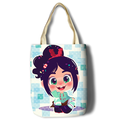 Ralph Breaks the Internet Canvas Grocery Bag Shopping Bag Reusable Large Shopping Canvas Bags Natural White Cloth Shoulder Bags Canvas Tote Bag Perfect for Crafting Decorating - Image 4