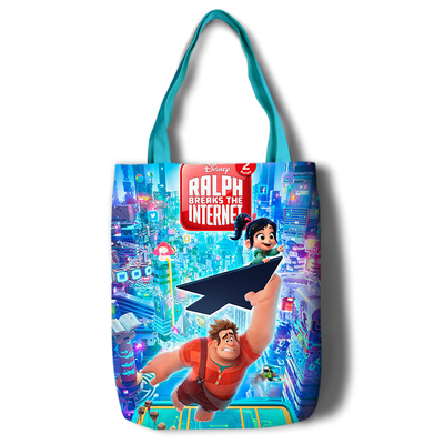 Ralph Breaks the Internet Canvas Grocery Bag Shopping Bag Reusable Large Shopping Canvas Bags Natural White Cloth Shoulder Bags Canvas Tote Bag Perfect for Crafting Decorating - Image 8