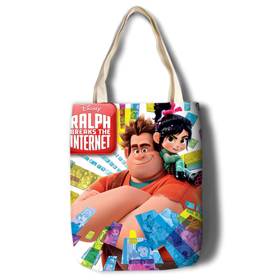 Ralph Breaks the Internet Canvas Grocery Bag Shopping Bag Reusable Large Shopping Canvas Bags Natural White Cloth Shoulder Bags Canvas Tote Bag Perfect for Crafting Decorating - Image 11