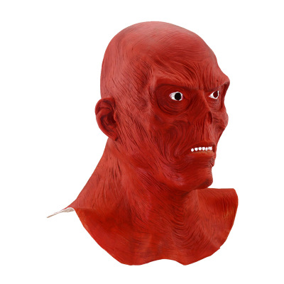 Red Skull Mask Helmet Latex Full Head Mask Cosplay Props - Image 2
