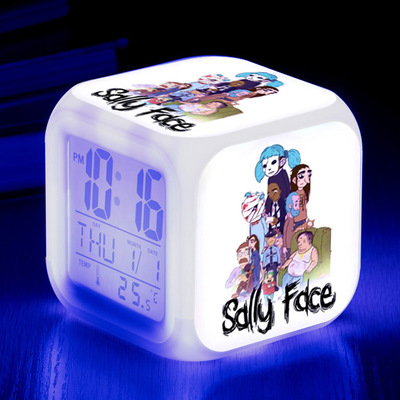 Sally Face 7 Colors Change Digital Alarm LED Clock - Image 36