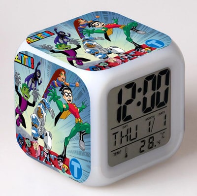 Teen Titans Go! 7 Colors Change Digital Alarm LED Clock
