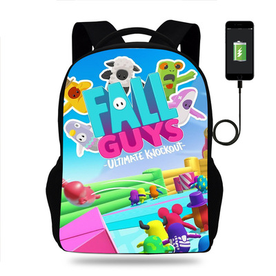 18‘’Fall Guys Backpack School Bag Black - Image 5