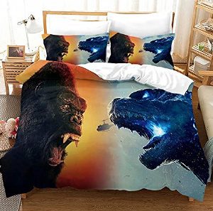 Godzilla vs Kong Comfortable Bedding Three-Piece Soft and Breathable Duvet Cover
