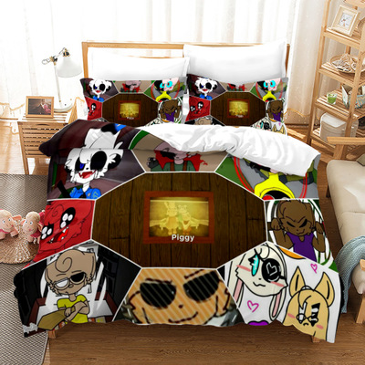 Piggy Roblox Comfortable Bedding Three-Piece Soft and Breathable Duvet Cover - Image 5