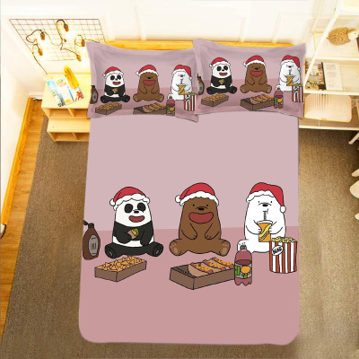 We Bare Bears Comfortable Bedding Three-Piece Soft and Breathable Duvet Cover - Image 6