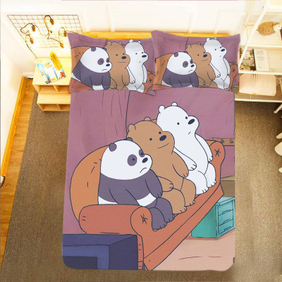 We Bare Bears Comfortable Bedding Three-Piece Soft and Breathable Duvet Cover - Image 2