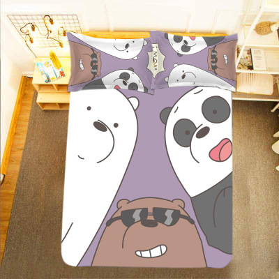 We Bare Bears Comfortable Bedding Three-Piece Soft and Breathable Duvet Cover
