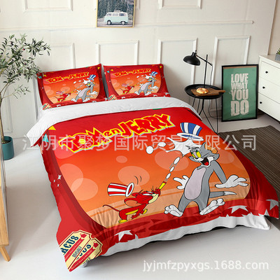 Tom and Jerry Comfortable Bedding Three-Piece Soft and Breathable Duvet Cover