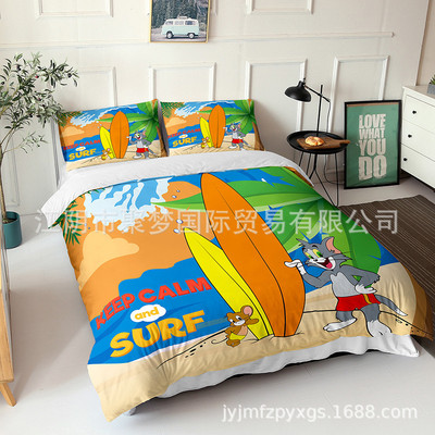 Tom and Jerry Comfortable Bedding Three-Piece Soft and Breathable Duvet Cover - Image 23