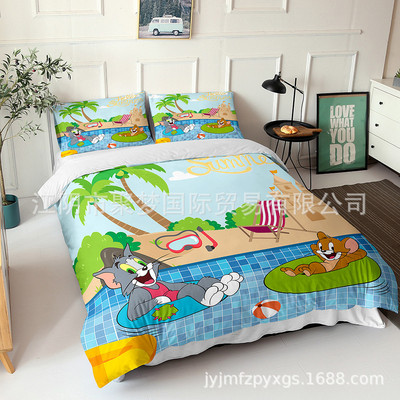 Tom and Jerry Comfortable Bedding Three-Piece Soft and Breathable Duvet Cover - Image 24
